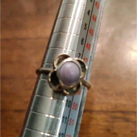 VTG Silver Purple Banded Agate Small Child Ring Size 4.5/5 Unmarked - Picture 2 of 5